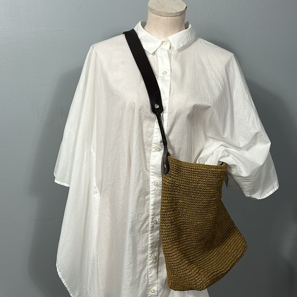 Land’s End Womens White Spread Collar Kaftan Sleeve Button-Up Shirt Size L 14-16 - Picture 3 of 16